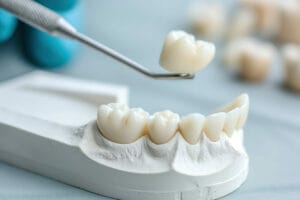 Korona protetyczna - korony protetyczne na gipsowym modelu jamy ustnej